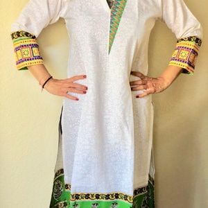 long sleeves  white shirt with embroidery